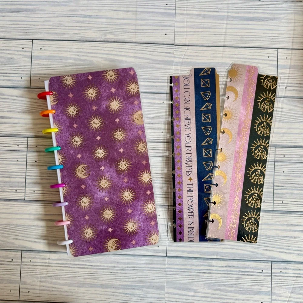 Planner Skinny Classic size undated Pink and Gold Celestial Planner